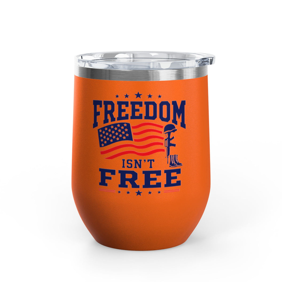 Patriotic Wine Tumbler, Freedom Isn't Free Military Gift, Veteran Gift for Him, American Pride Drinkware, Memorial Day Gif