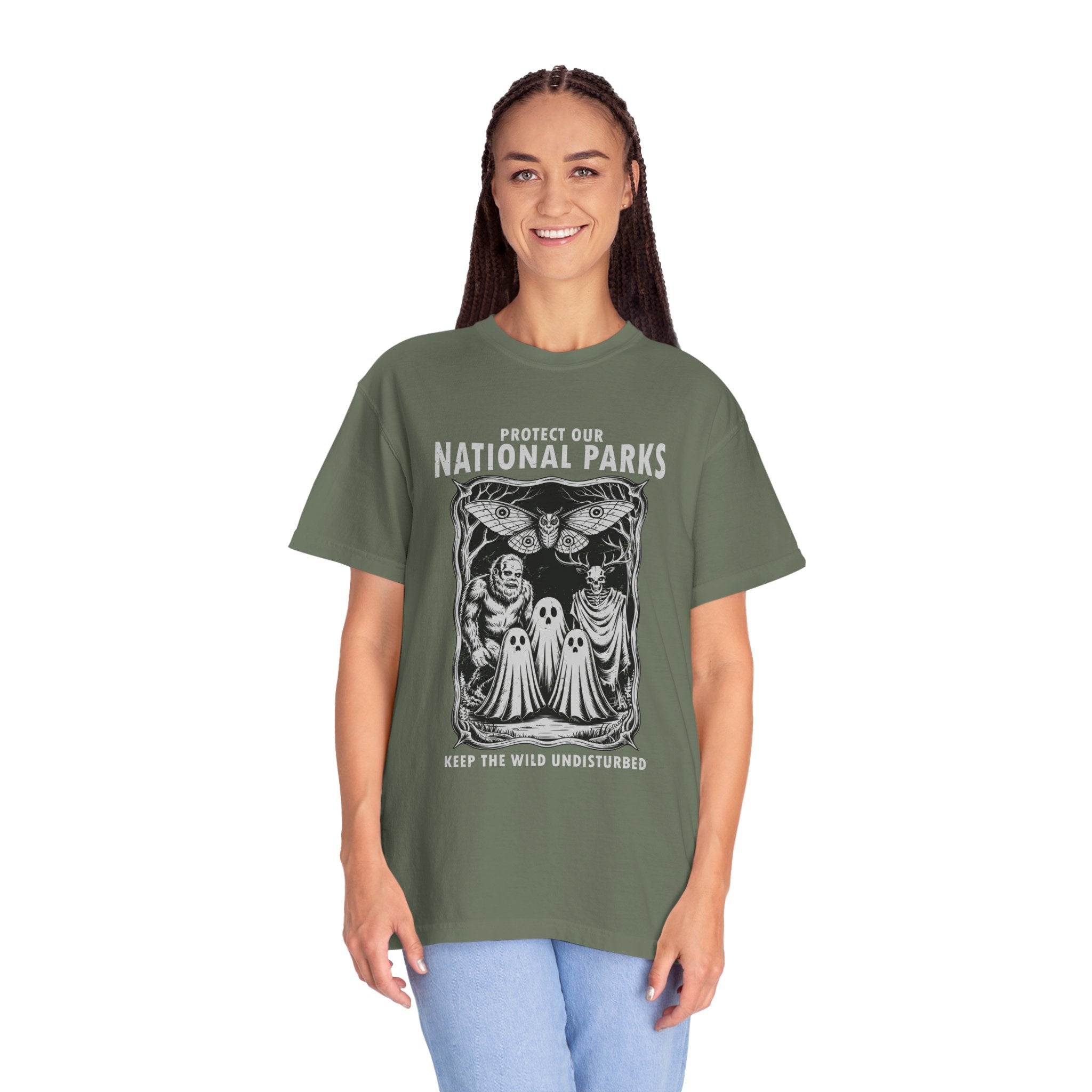 National Parks Gothic Comfort Colors Shirt, Protect Our National Parks Graphic Tee, Cryptid Nature Lover Shirt, Spooky Outdoor Apparel