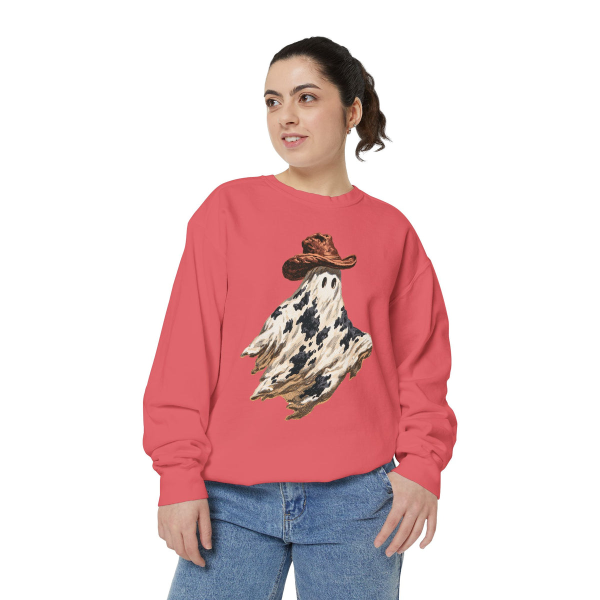 Western Ghost Halloween Sweatshirt, Cowboy Hat Spooky Pullover, Cute Vintage Fall Gift for Cowgirl, Country October Outfit for Women