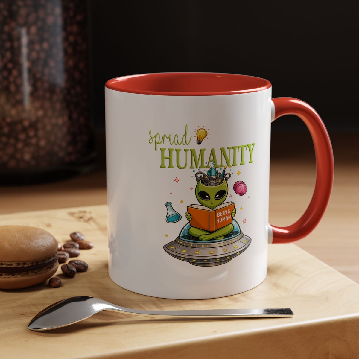 Funny Alien Mug, Being Human Is Weird Coffee Mug, Nerdy Sci-Fi Humor Cup, Alien Lover Gift