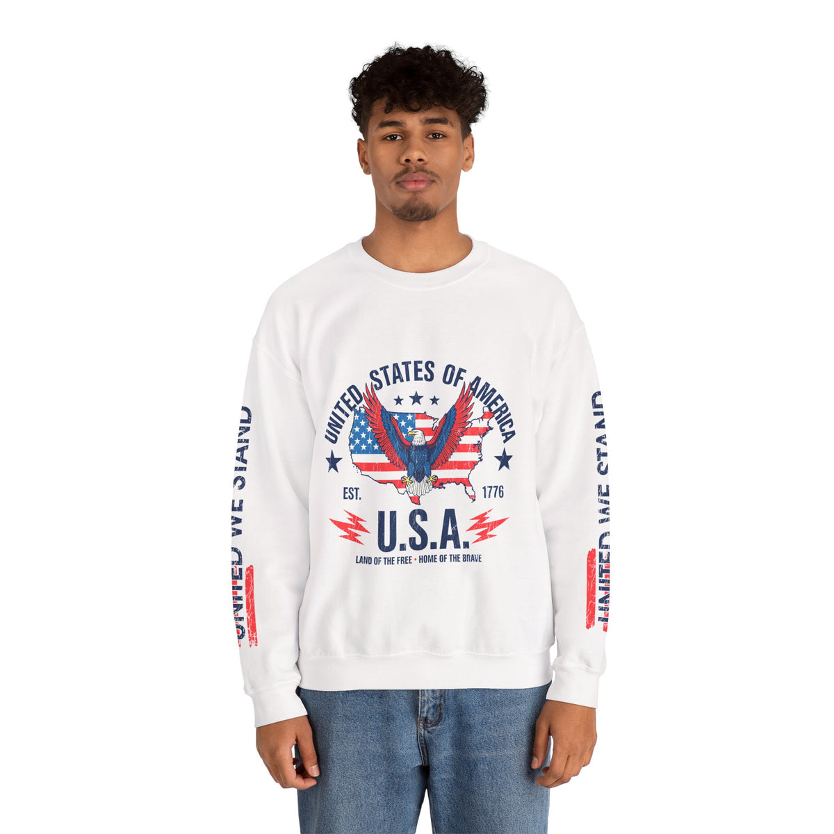United We Stand Sweatshirt, American Eagle USA Pullover, Patriotic Flag Top, Vintage Americana Clothing, Fourth of July Gift for Women