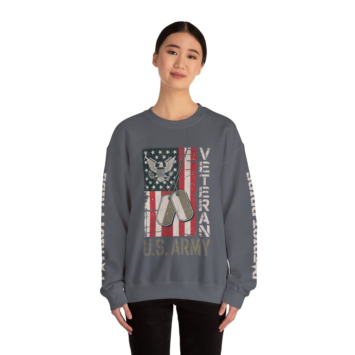 US Army Sweatshirt, Vintage Military Pullover, American Flag Army Top, Veteran Gift, Patriotic Military Clothing, Army Family Gift
