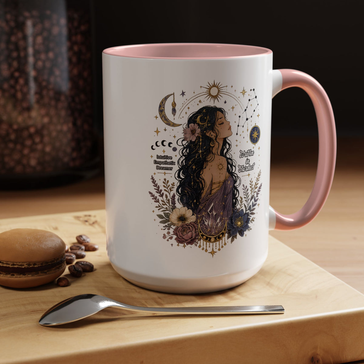 Intuitive Dreamer Astrology Coffee Mug, Mystic Woman Zodiac Mug, Written in Stardust Cup, Celestial Goddess Gift, Spiritual Coffee Mug