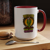 Zombie Coffee Mug, Wake Up and Smell the Coffee Black Accent Cup, Unique Funny Rise and Grind Gift for Horror Fan, Barista or Coworker