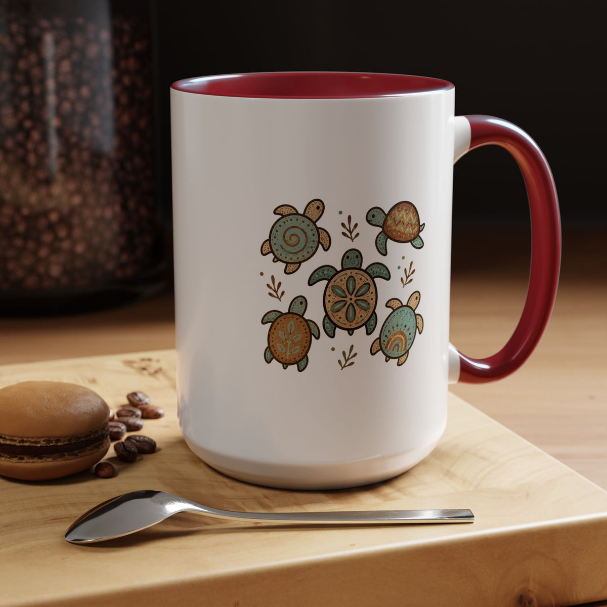 Sea Turtle Mug, Boho Coastal Coffee Cup, Ocean Animal Lover Gift, Beach House Kitchen Decor, Unique Birthday Present for Marine Life Fan