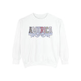 Patriotic America Bow Sweatshirt, Coquette USA Crewneck for Women, Vintage Americana Pullover, Fourth of July Sweatshirt Gift