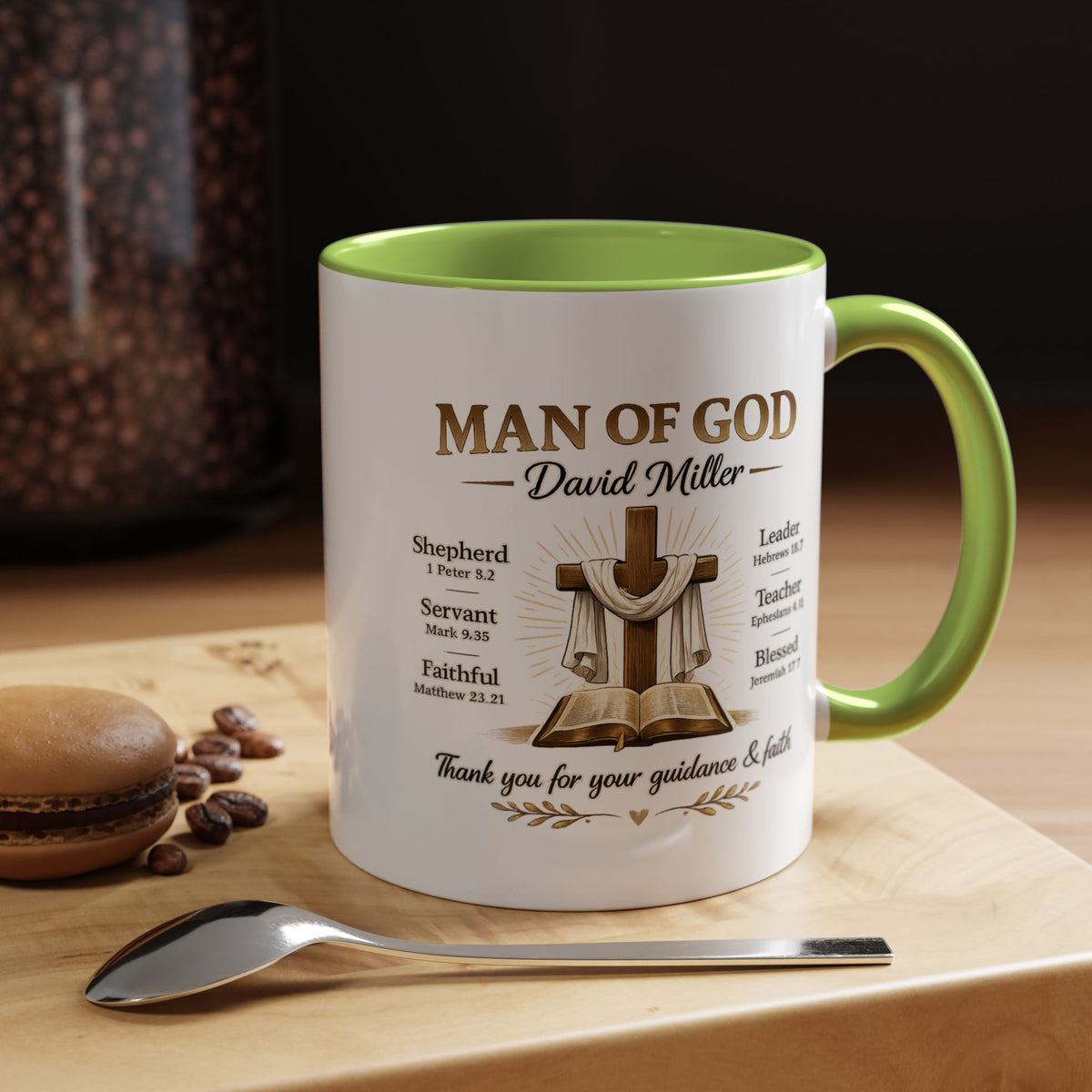 Personalized Man of God Mug, Christian Pastor Appreciation Gift, Custom Faith Coffee Mug for Pastor, Church Leader Thank You Gift