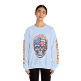 Patriotic Skull Sweatshirt, American Flag Skull Pullover, USA Biker Style Top, Edgy Americana Clothing, Fourth of July Gift