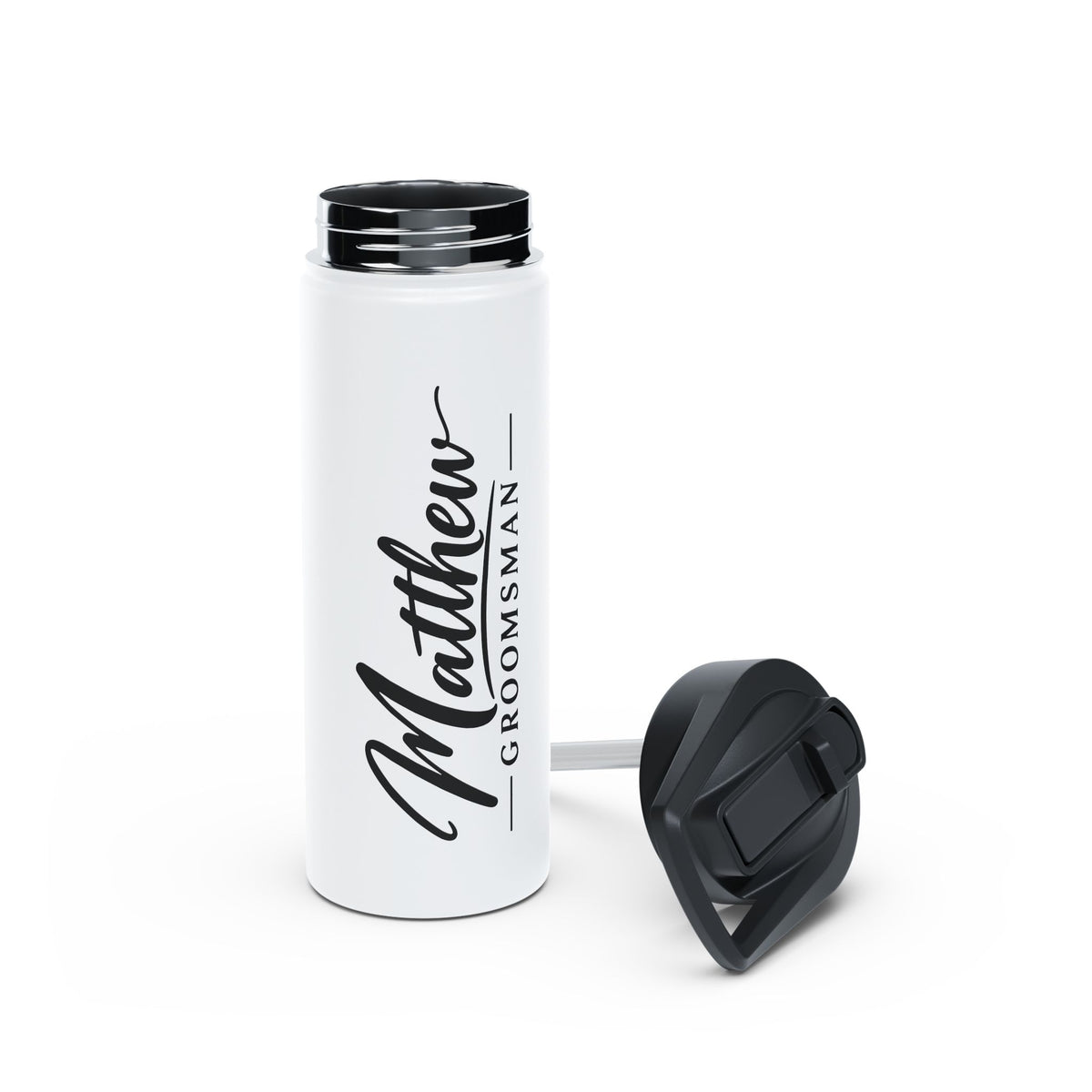 Personalized Junior Groomsman Water Bottle, Stainless Steel Kids Straw Bottle, Custom Name Ring Bearer Gift, Boys Wedding Party Gift