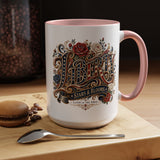 Vintage Patriotic Floral Coffee Mug, Liberty Stars and Blooms Mug, Americana Rose Art Cup, Fourth of July Gift, USA Lover Mug