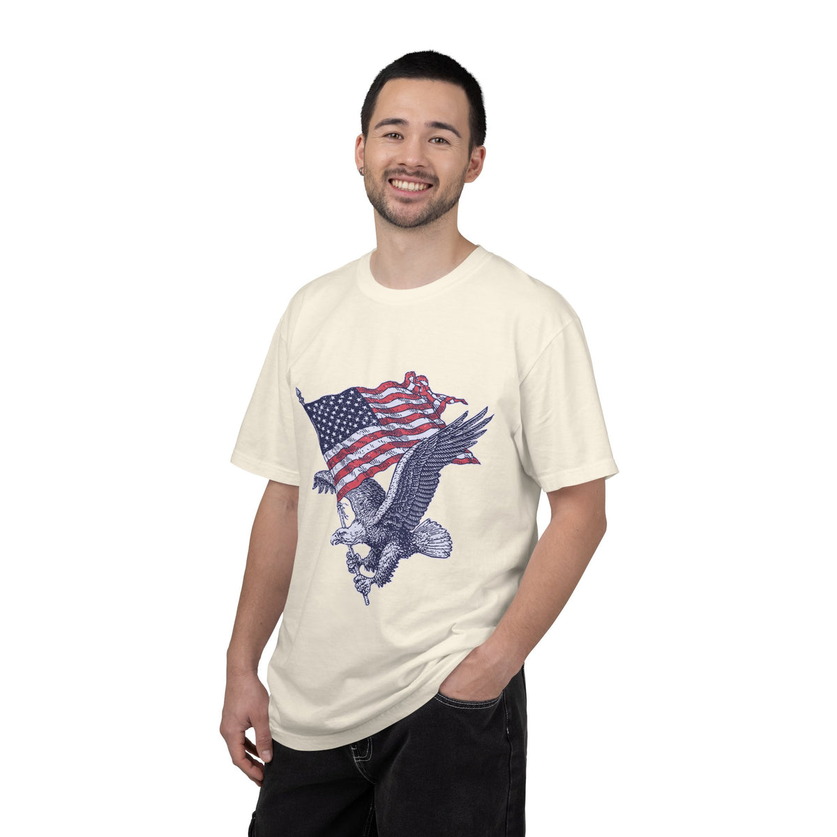 Bald Eagle American Flag Shirt, Retro Patriotic Graphic, Gift for USA Pride Fans, Fourth of July Celebrations and Everyday Clothing