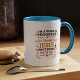 I'm a Work in Progress Christian Coffee Mug, Encouraging Faith Gift for Women, Inspirational Jesus Scriptures Ceramic Tea Cup, Religious Quote