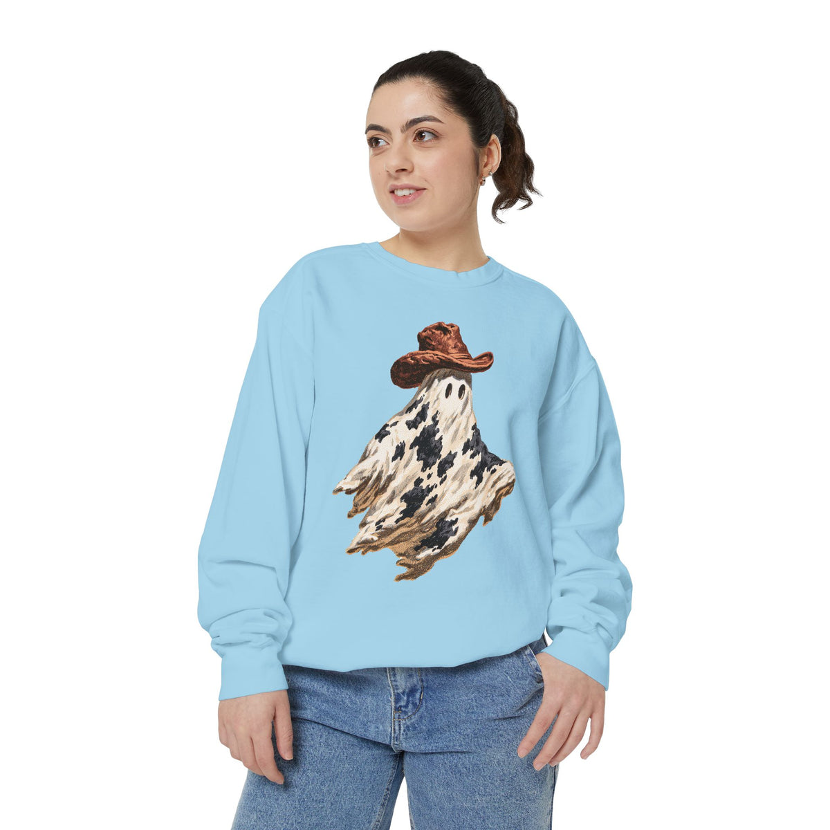 Western Ghost Halloween Sweatshirt, Cowboy Hat Spooky Pullover, Cute Vintage Fall Gift for Cowgirl, Country October Outfit for Women