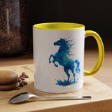 Blue Water Horse Mug, Abstract Horse Lover Coffee Mug, Majestic Stallion Art Cup, Equestrian Gift for Horse Lovers