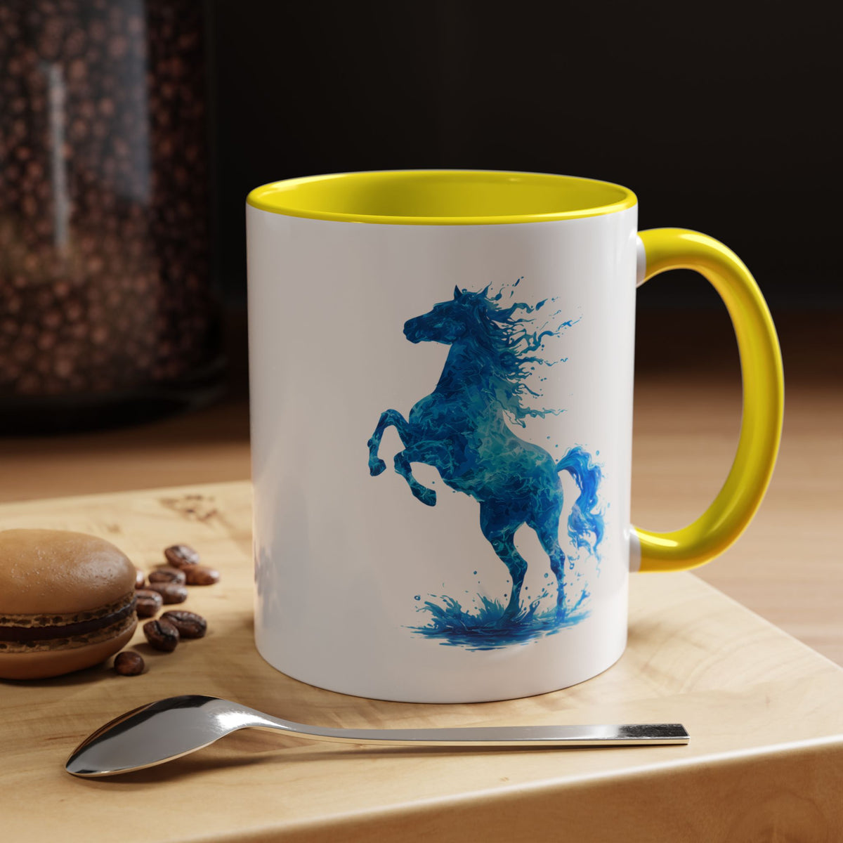 Blue Water Horse Mug, Abstract Horse Lover Coffee Mug, Majestic Stallion Art Cup, Equestrian Gift for Horse Lovers