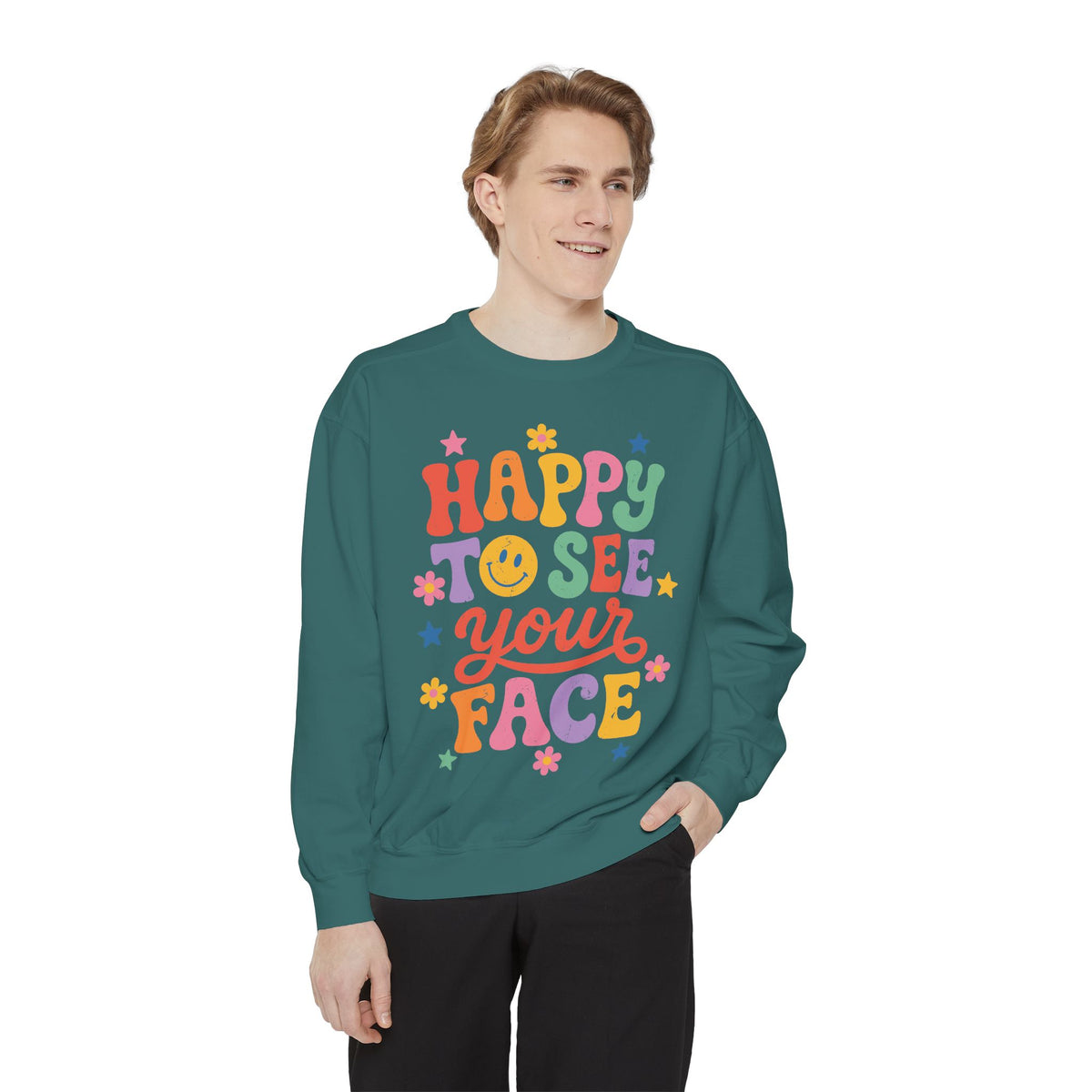 Happy to See Your Face Sweatshirt, Colorful Teacher Crewneck, Retro Classroom Shirt, Back to School Outfit, Educator Appreciation Gift