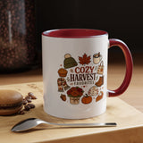 Cozy Harvest Coffee Mug, Cute Autumn Favorites Cup, Fall Gift for Her, Pumpkin Spice Lover Birthday Present, Thanksgiving Kitchen Decor