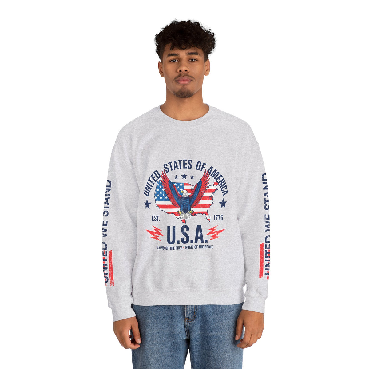 United We Stand Sweatshirt, American Eagle USA Pullover, Patriotic Flag Top, Vintage Americana Clothing, Fourth of July Gift for Women
