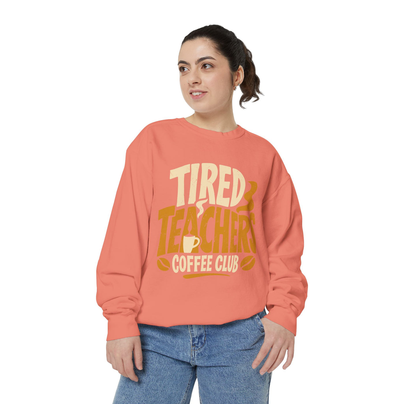 Tired Teachers Coffee Club Comfort Colors Sweatshirt, Funny Teacher Coffee Shirt, Educator Gift, Teacher Life Pullover