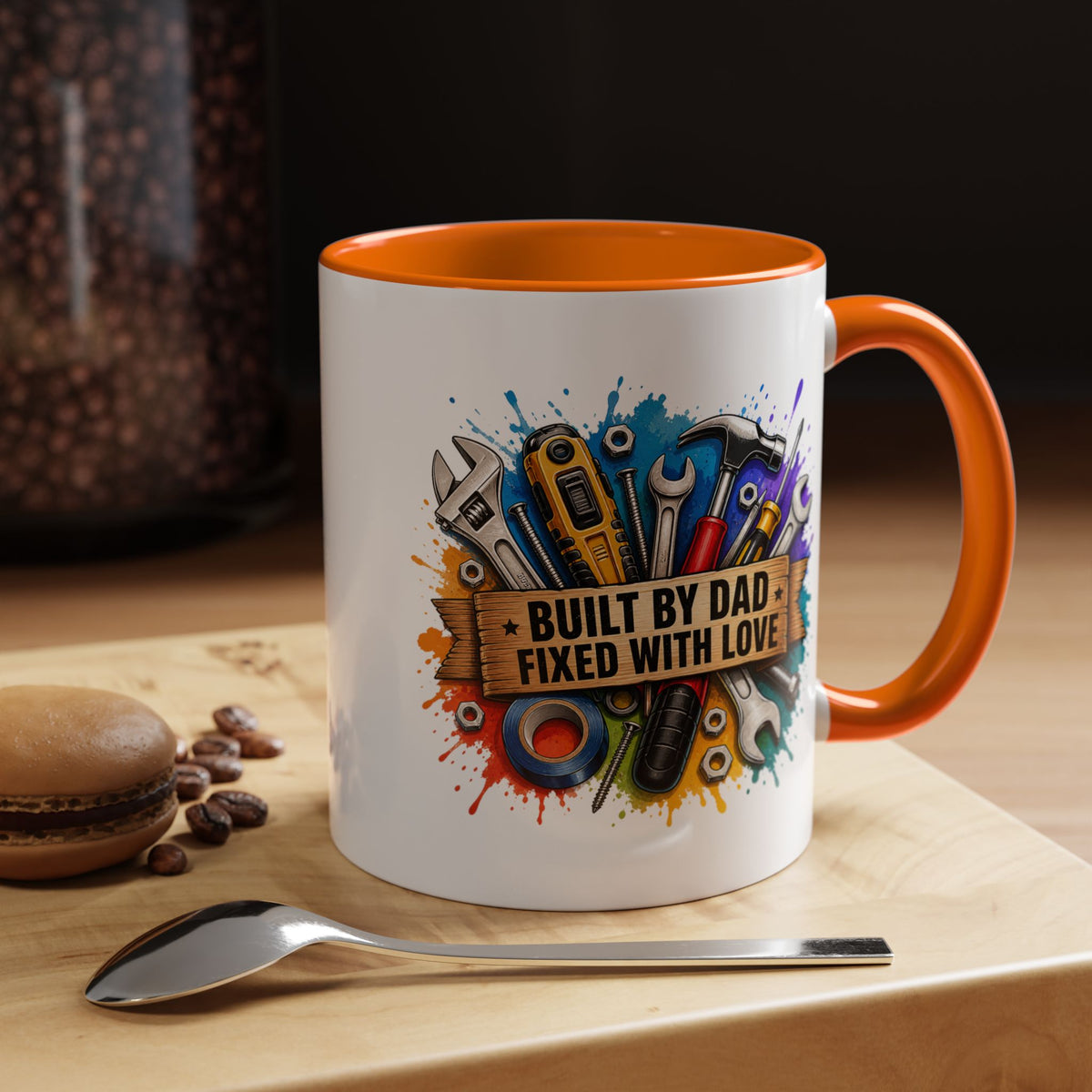 Built by Dad Fixed with Love Mug, Handyman Dad Coffee Mug, Father's Day Gift for Carpenter Mechanic DIY Dad, Workshop Mug