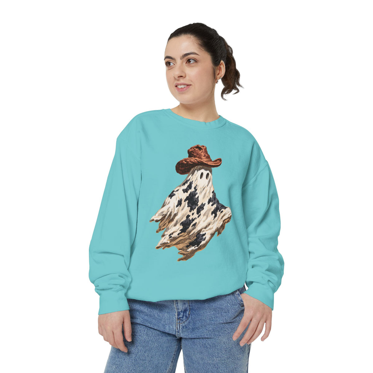 Western Ghost Halloween Sweatshirt, Cowboy Hat Spooky Pullover, Cute Vintage Fall Gift for Cowgirl, Country October Outfit for Women