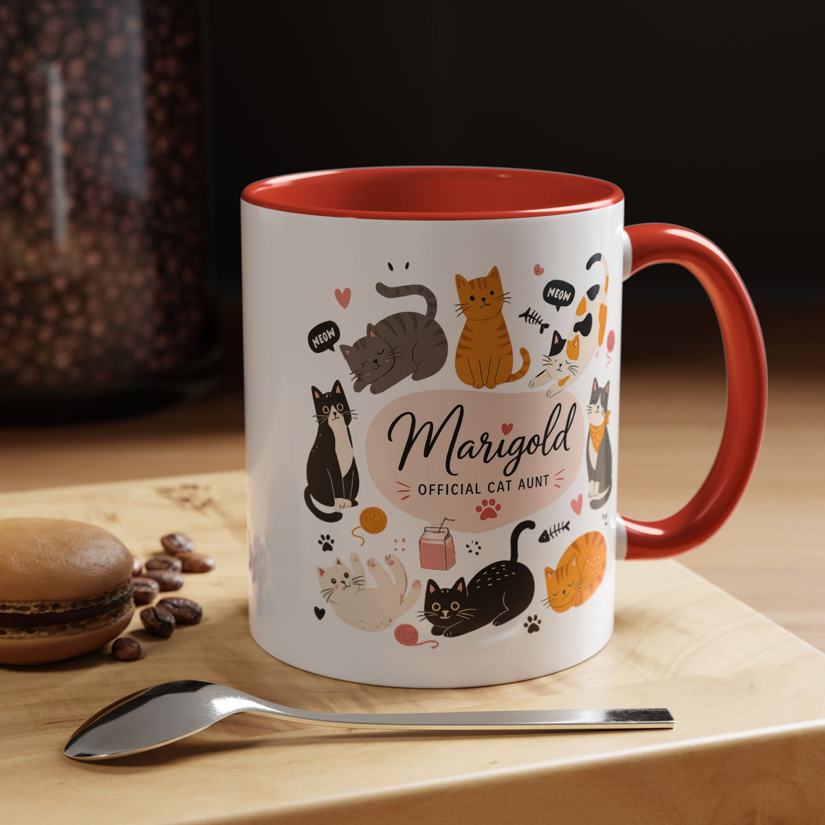 Personalized Cat Aunt Coffee Mug, Custom Cat Mom Style Mug with Name, Official Cat Aunt Gift, Cat Lover Coffee Cup, Pet Owner Mug