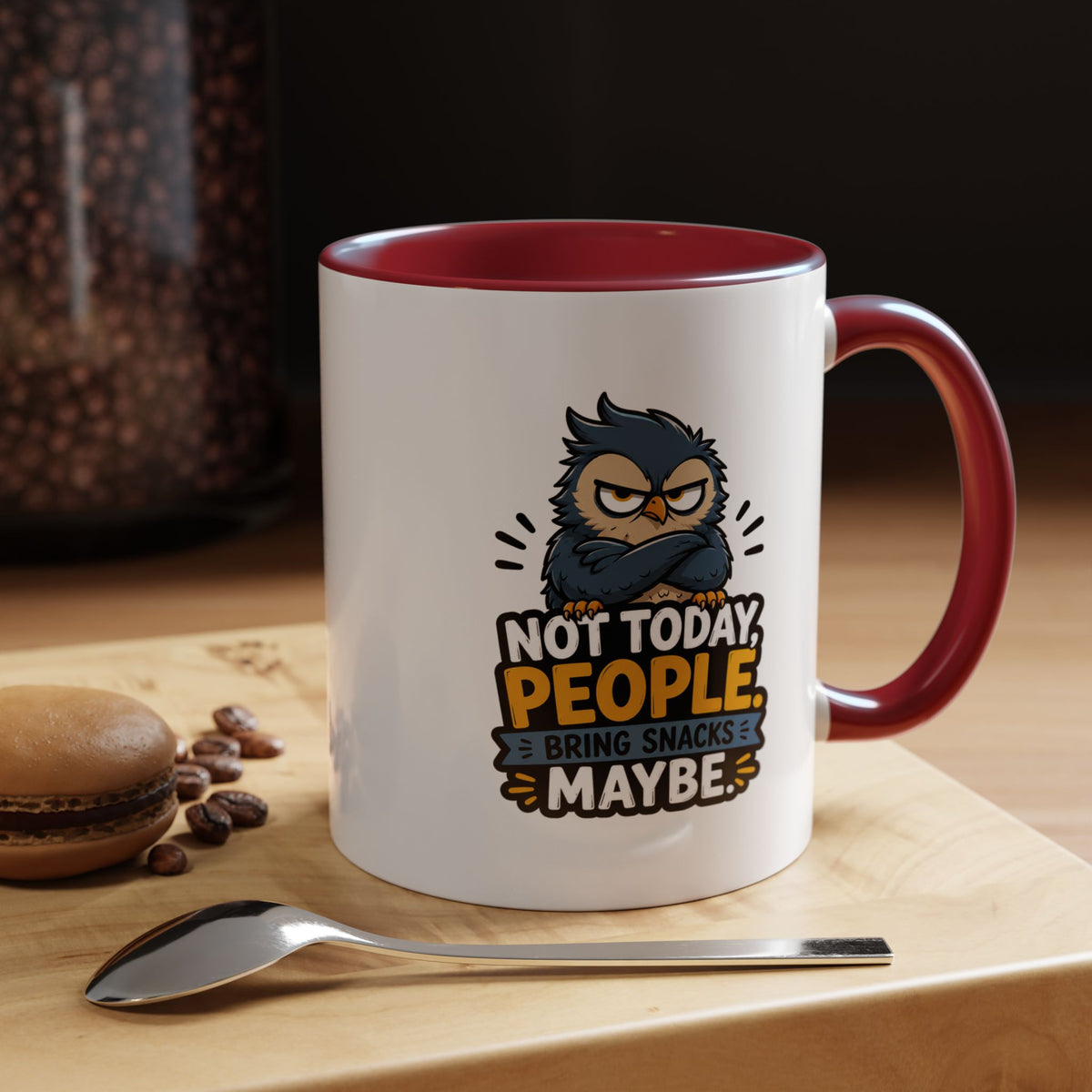 Not Today People Mug, Funny Owl Coffee Cup, Introvert Humor Gift for Coworker, Funny Snack Lover Present, Sarcastic Office Drinkware