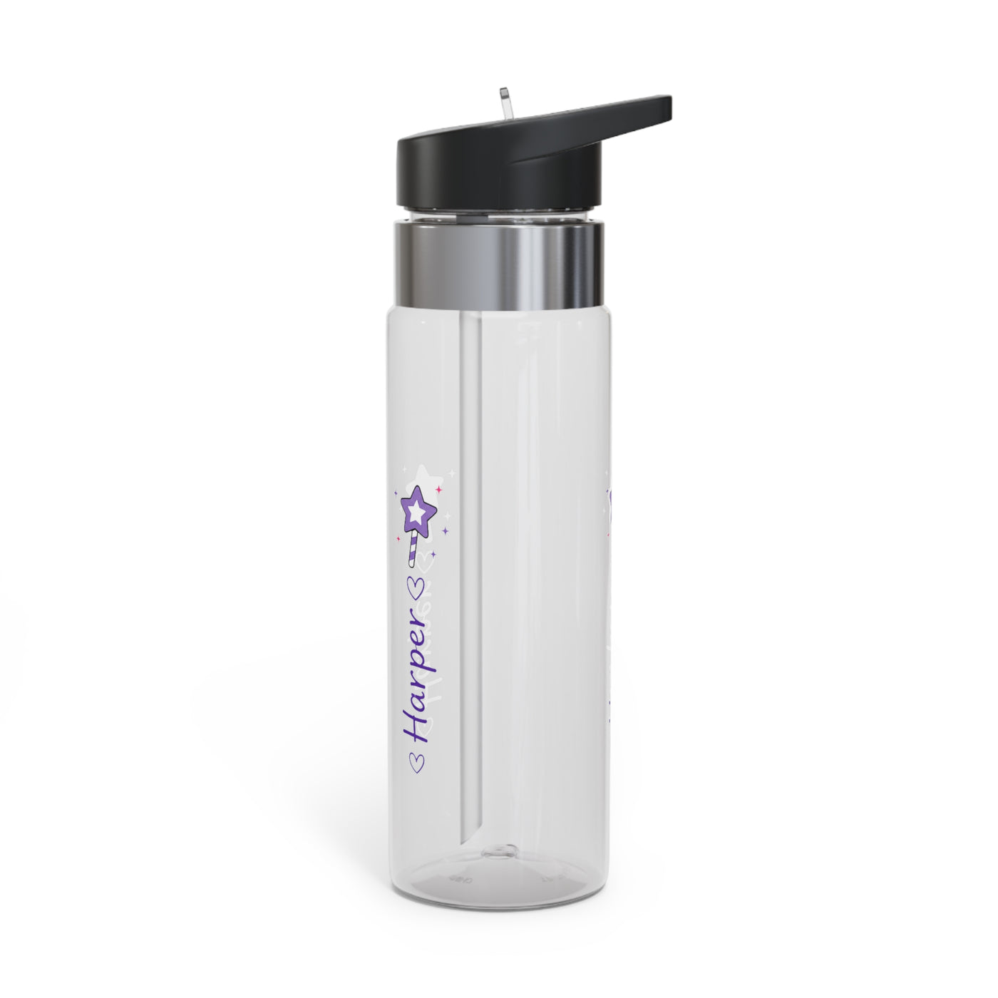 Personalized Transparent Water Bottle for Girls, Cute Star Wand Design, Custom Name Water Bottle, School Gift, Back to School Gift