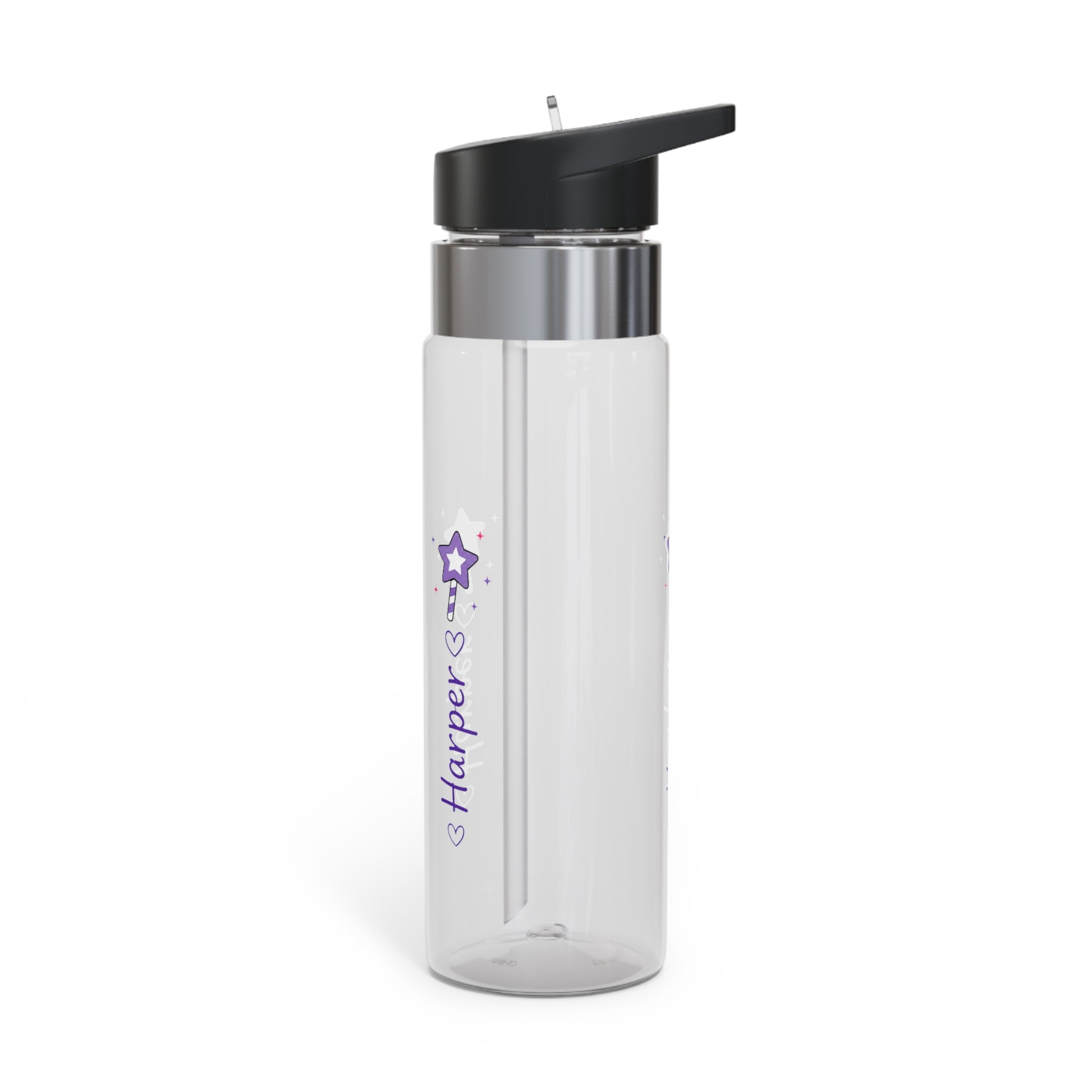 Personalized Transparent Water Bottle for Girls, Cute Star Wand Design, Custom Name Water Bottle, School Gift, Back to School Gift