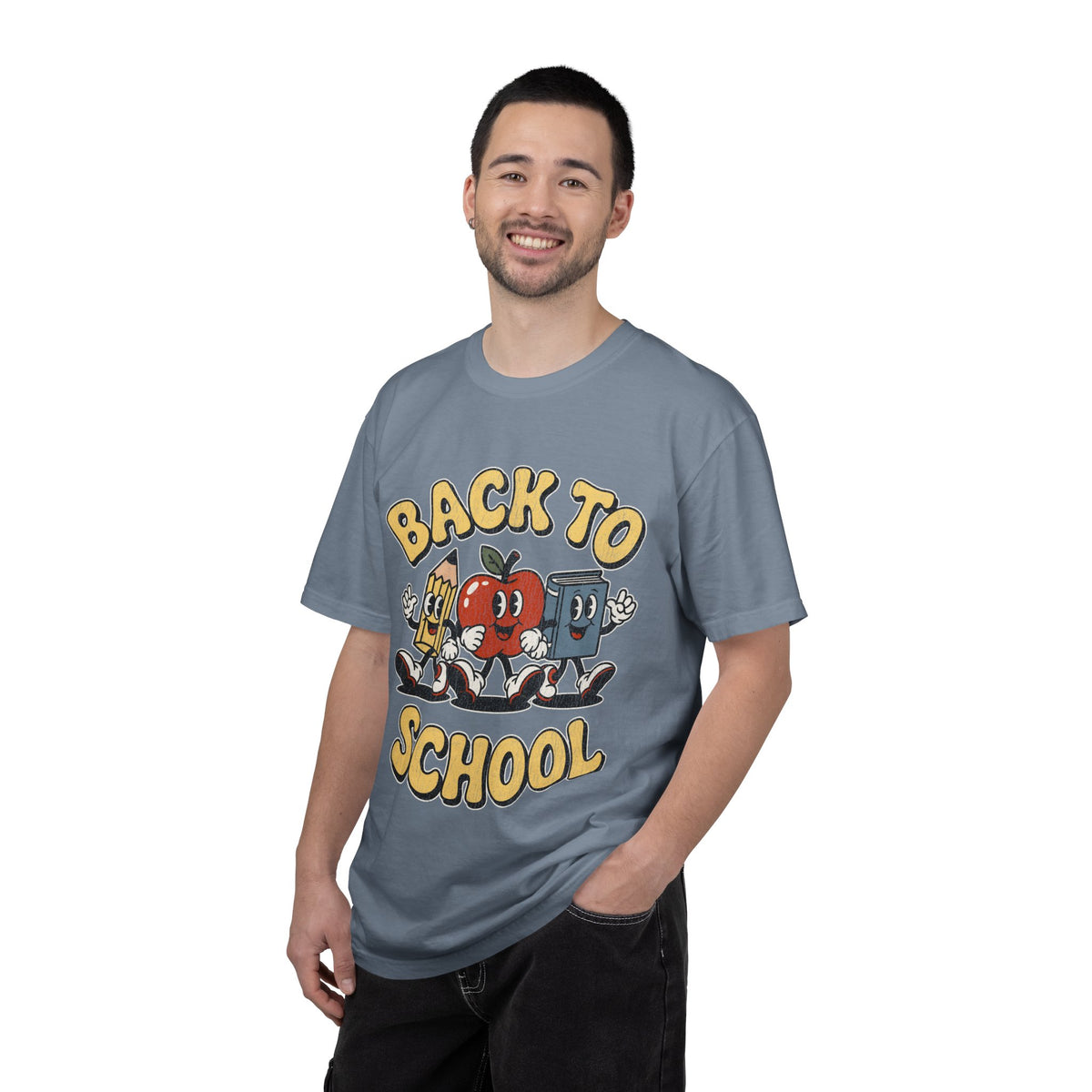 Back to School T-Shirt, Retro Apple Pencil and Book Graphic Tee, Teacher Shirt, First Day Classroom Outfit, Educator Gift, School Staff Top