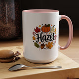 Personalized Fall Name Mug, Custom Hazel Pumpkin Coffee Cup, Autumn Birthday Gift for Her, Thanksgiving Keepsake, Cozy Seasonal Present
