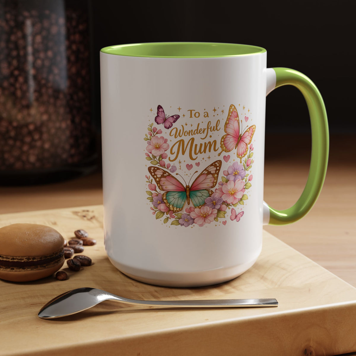 To My Wonderful Mum Butterfly Mug, Floral Mom Coffee Mug, Mother's Day Gift for Mum, Butterfly Coffee Cup, Mom Appreciation Gift