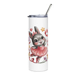 Ballet Bunny Skinny Tumbler, Cute Pink Rabbit Cup, Gift for Ballerinas, Dance Students, Bunny Lovers and Ballet Besties