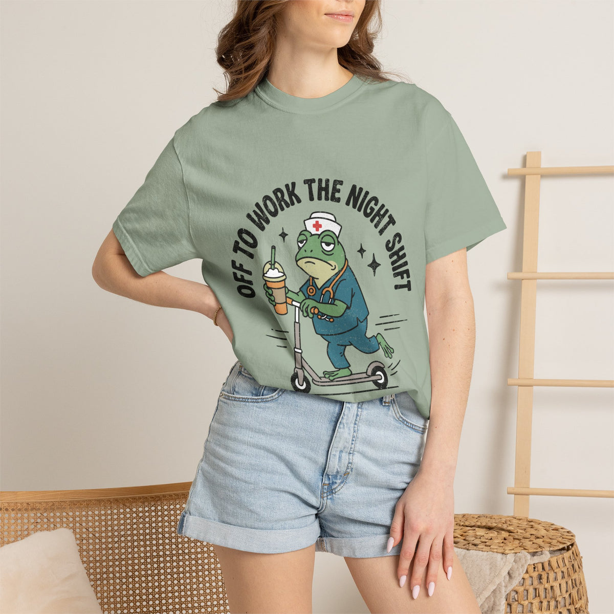 Night Shift Nurse Comfort Colors Shirt, Funny Nurse Frog Tee, Healthcare Worker Gift, RN CNA Nursing School Graduate Shirt