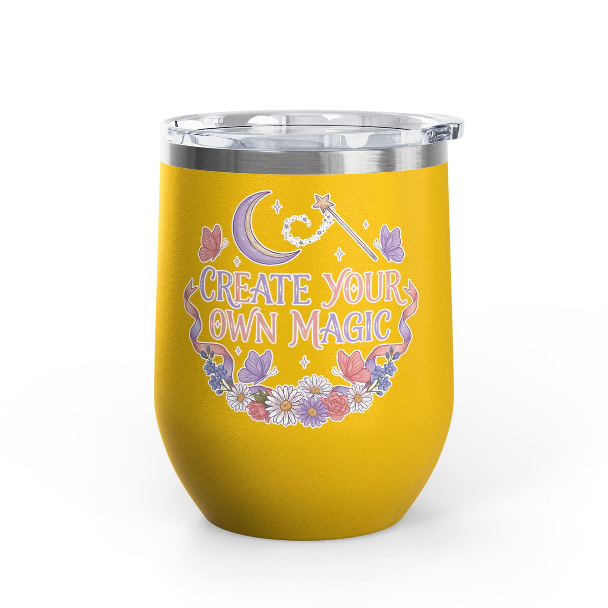 Magical Wine Tumbler, Create Your Own Magic Cup, Floral Fantasy Drinkware, Witchy Gift for Her, Birthday Gift for Magic Lover