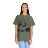 Ghost Cat Halloween Shirt, Cute Spooky Cats and Ghosts Graphic Tee, Cozy Pet Lover Gift, Minimal Black and White Fall Outfit for Women