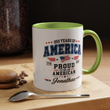 Personalized America 250th Coffee Mug, Custom Name Patriotic Gift for Men, Proud to Be An American 1776 to 2026 Ceramic Tea Cup