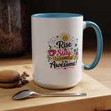 Rise and Slay Motivational Mug, Positive Quote Coffee Cup, Inspirational Gift for Her, Coworker Encouragement, Morning Routine Drinkware