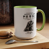 Full Armor of God Coffee Mug with Name, Personalized Christian Knight Gift for Men, Inspirational Scripture Ceramic Tea Cup, Religious Faith Present