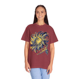 Celestial Sun Graphic Shirt, Blue and Gold Cosmic T-Shirt, Mystical Night Sky Tee, Astrology Gift for Stargazers and Dreamers, Gift Idea