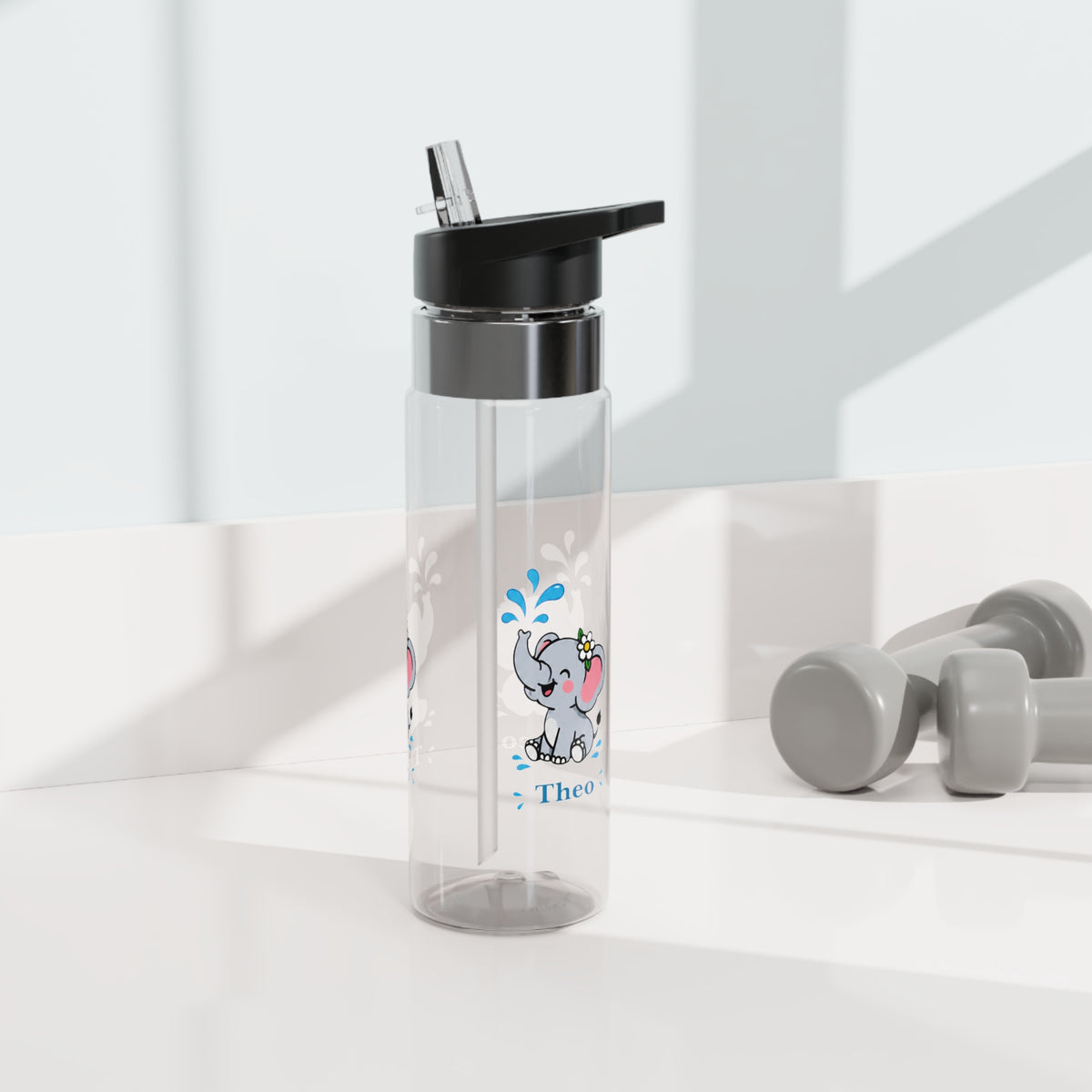 Personalized Elephant Water Bottle for Kids, Cute Animal Drink Bottle, Custom Name School Bottle, Safari Gift, Back to School, Baby Shower