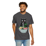Black Cat Ramen Shirt Comfort Colors Tee, Funny Cat Lover Graphic Shirt, Introvert Cat Eating Noodles Tee, Japanese Foodie Gift