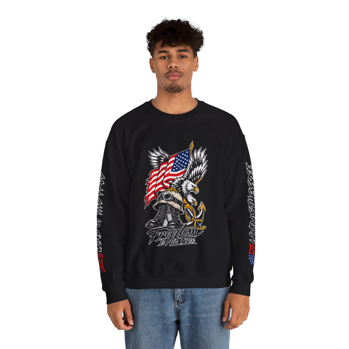 Freedom Is Not Free Sweatshirt, Patriotic Eagle Pullover, American Flag Military Style, Veterans Gift, USA Pride, Americana Clothing