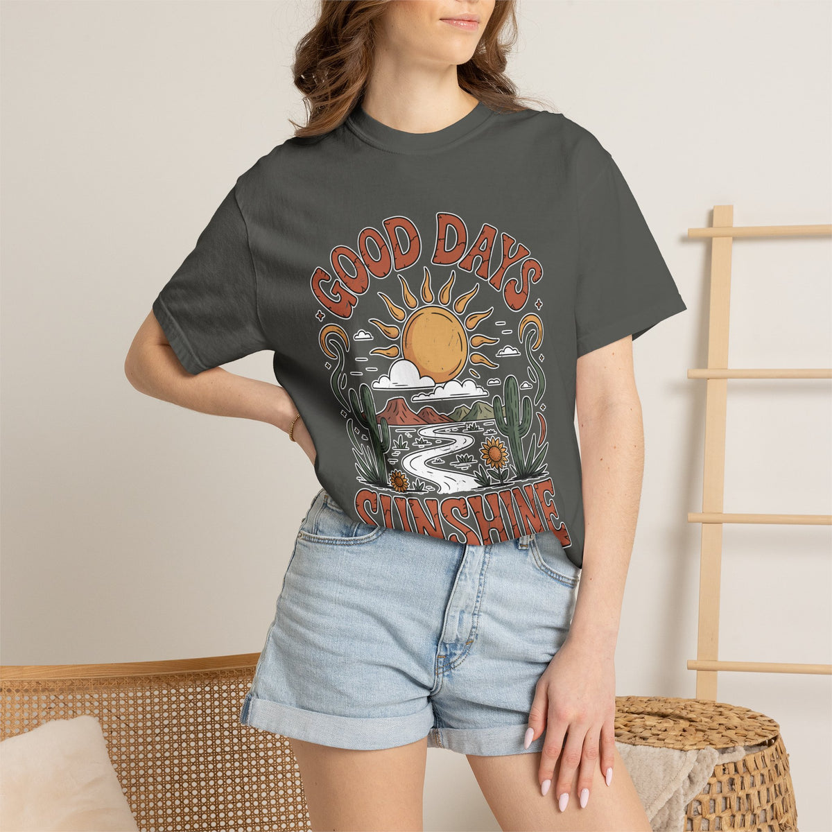 Positive Sunshine Comfort Colors Shirt, Good Days Sunshine Graphic Tee, Retro Desert Nature Shirt, Boho Summer Aesthetic Tee