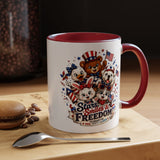 Cute Patriotic Animal Coffee Mug, Fourth of July Mug for Kids and Families, Stars Smiles and Freedom Cup, Independence Day Gift