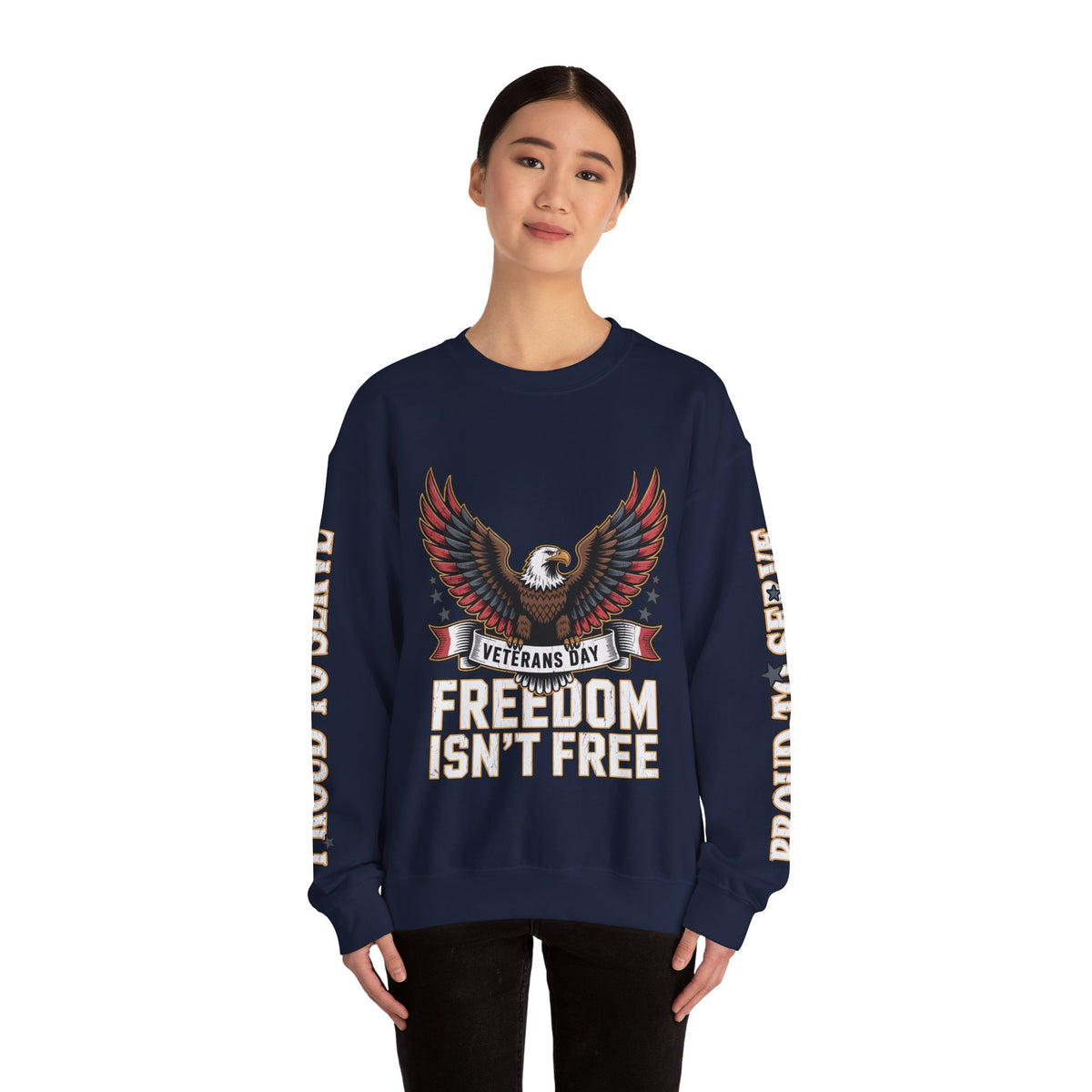 Veterans Day Sweatshirt, Freedom Isn't Free Eagle Pullover, Patriotic Military Top, Veteran Gift, American Pride, USA Clothing