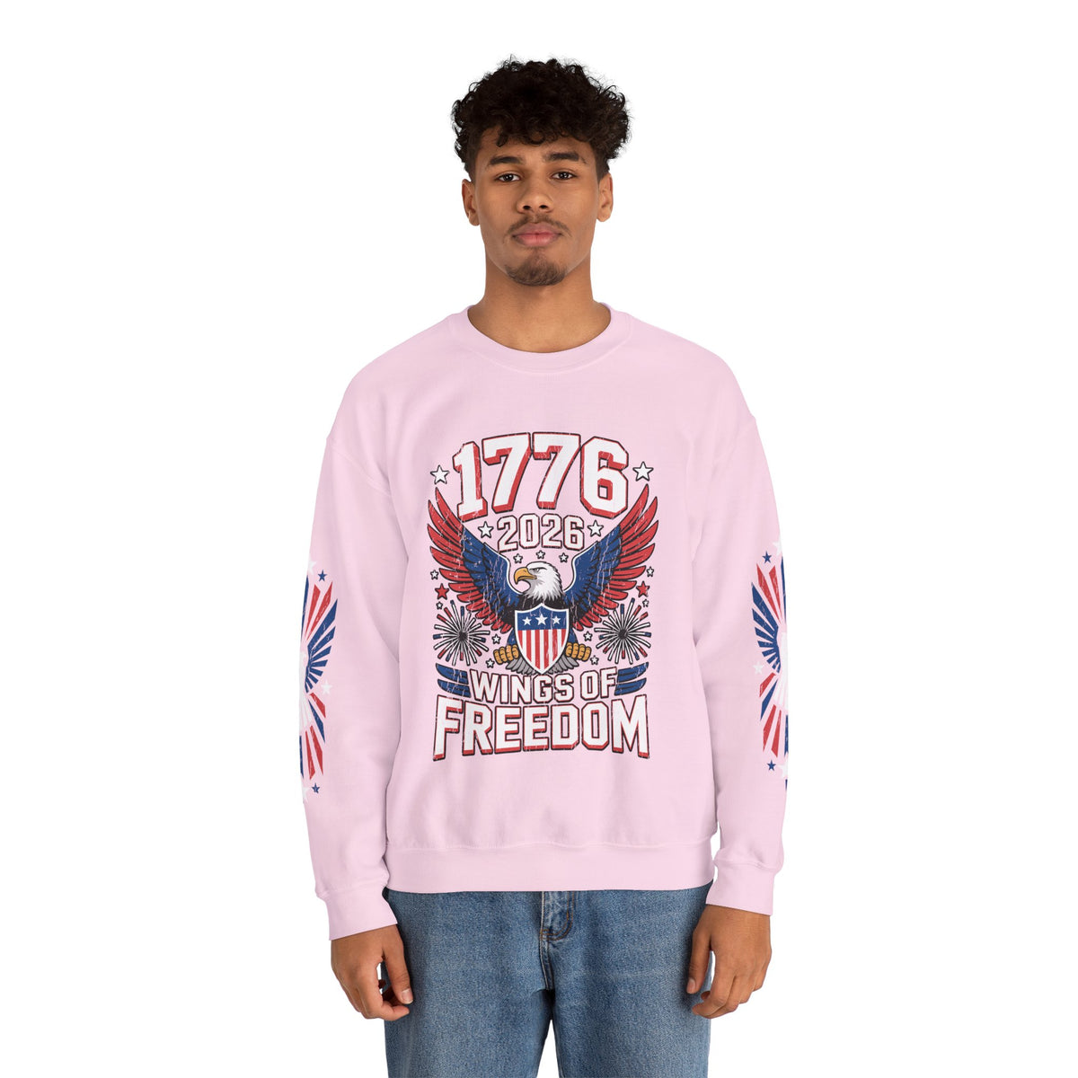 1776 Wings of Freedom Sweatshirt, Patriotic Eagle Pullover, American Flag Crewneck, USA 250th Anniversary Gift, Fourth of July Top