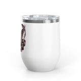 Eternal Love Wine Tumbler, Gothic Rose and Angel Wings Design, Romantic Anniversary Gift for Her, Vintage Tattoo Style Drinkware