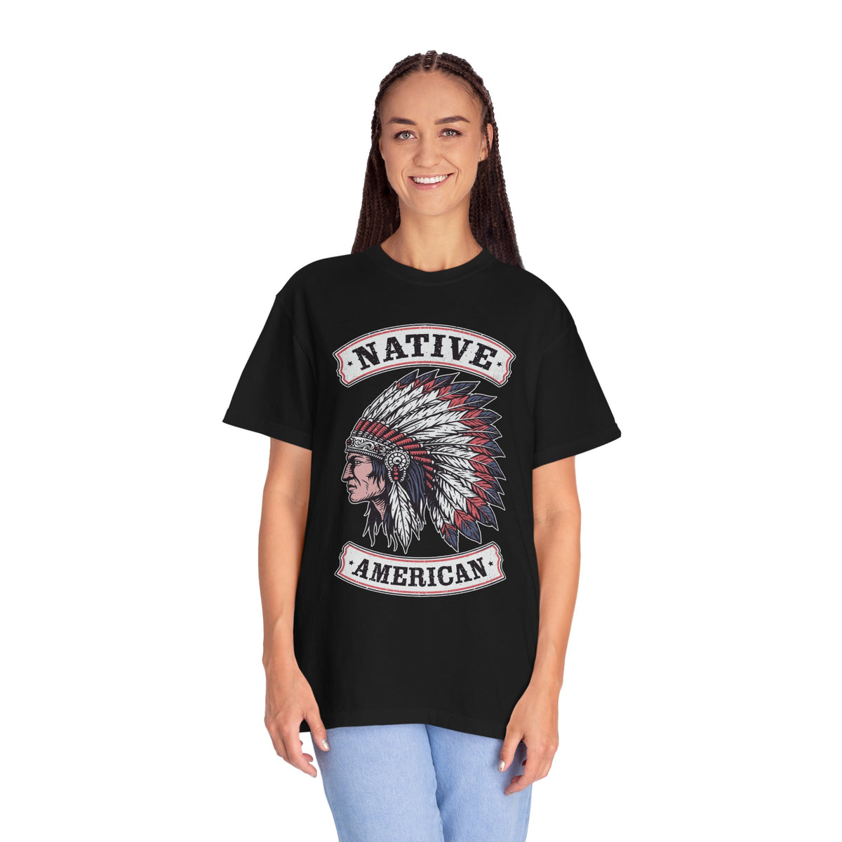 Native American Headdress Shirt, Patriotic USA Graphic Tee, Vintage American Eagle Style, Western Americana Gift, Fourth of July Shirt