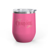 Personalized Wine Tumbler with Name, Floral Rose Drink Cup, Custom Gift for Her, Feminine Drinkware, Birthday Gift, Bridesmaid Gift